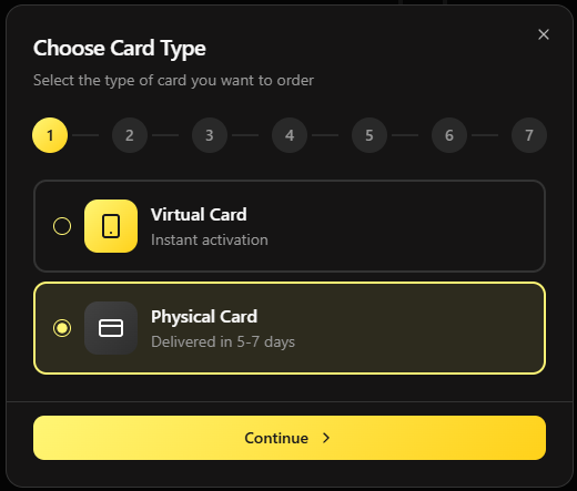 Scelta della Physical Card