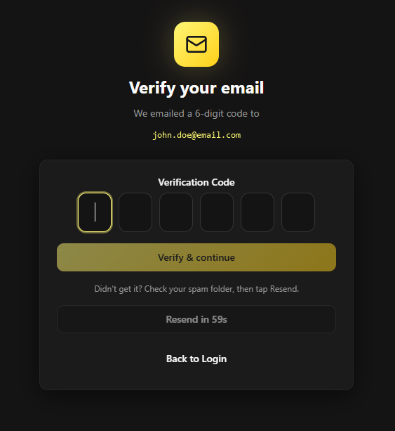Inserimento del codice di verifica su Sovrae