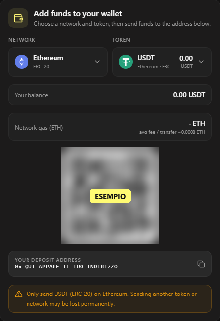 Esempio di deposito su Ethereum (ERC20)